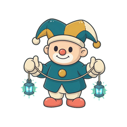 The village jester with a teal lantern